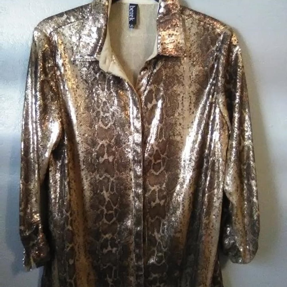 Ladies Sequin Metallic Snake Print Party Blouse